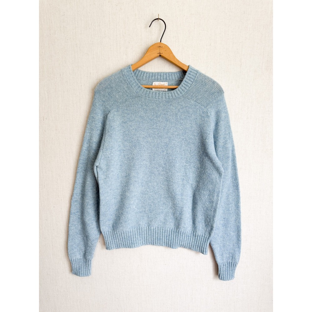 Royal Viking Wool Sweater Vintage Knit Raglan Crewneck M Blue Heathered